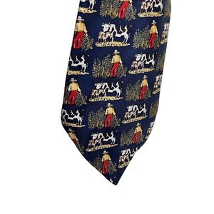 Michelsons X Wilmington Country Store Men Pure Silk Neck Tie Skinny Classic Blue